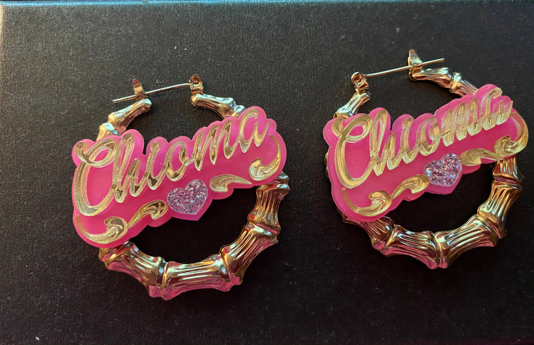 Personalized Bamboo Earrings SM